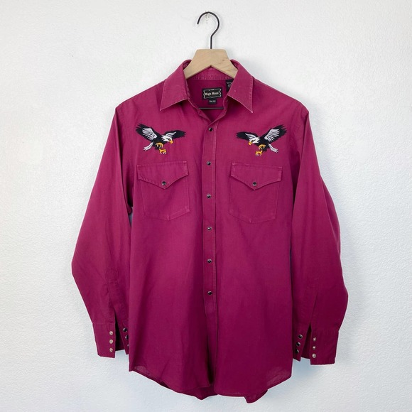 Vintage Other - Vintage high wear burgundy button up western shirt with embroidered eagles